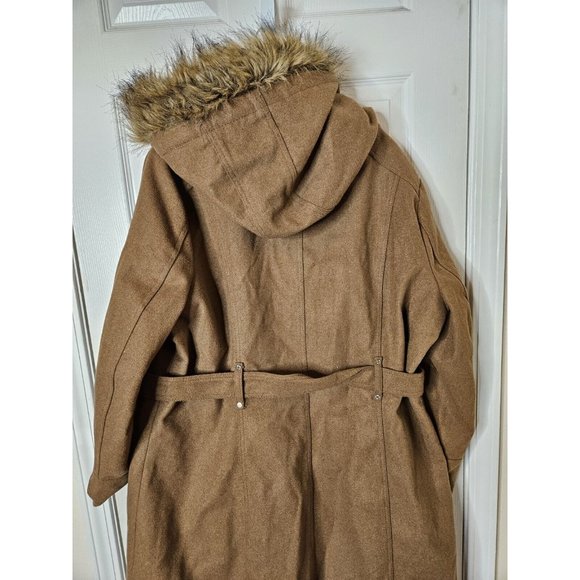 Rocawear Trench Retro Hip Hop 90s Hooded trench Coat Size 2XL Wool Blend Womens - Picture 7 of 16